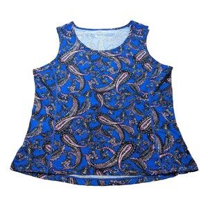 Coolibar Women's UPF 50+ Sun Protection Basic Tank Paisley Blue & Pink Size XL